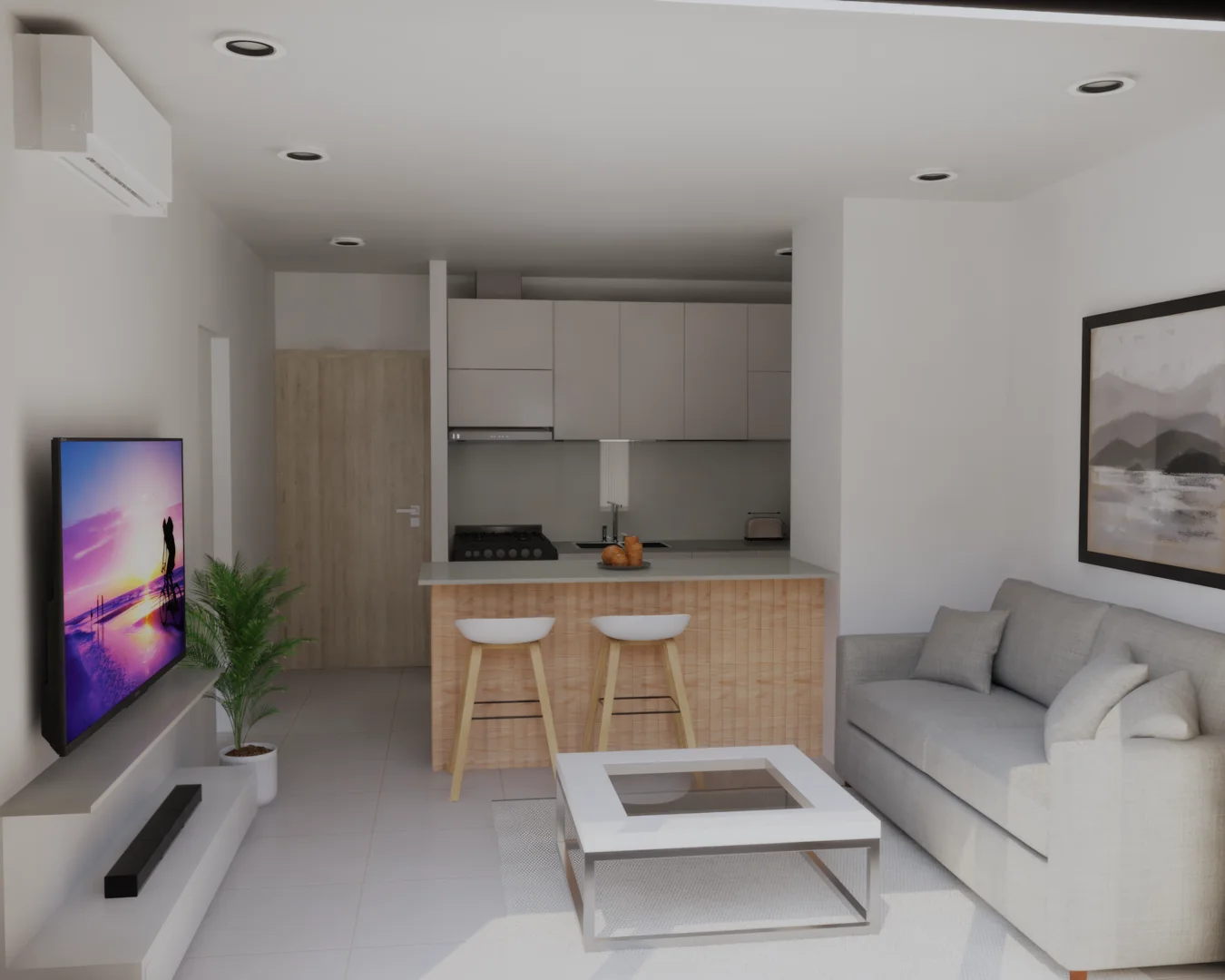 Renders depto 1 dormitorio