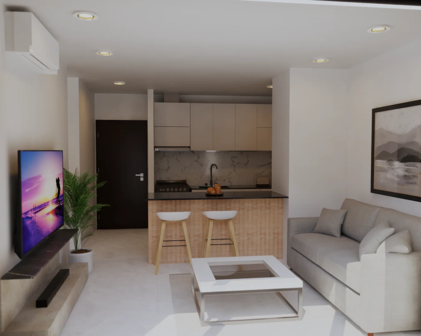 Renders depto 1 dormitorio