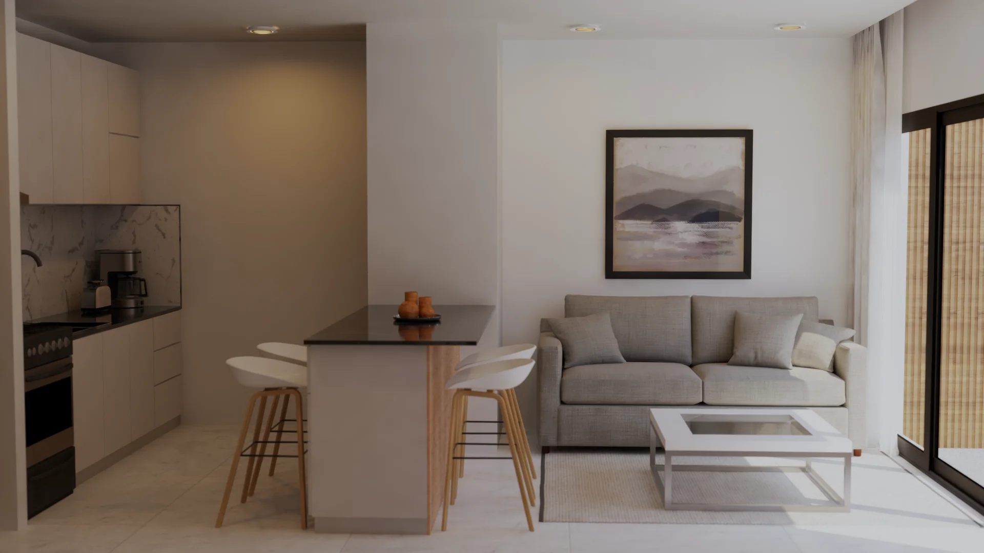 Renders depto 1 dormitorio