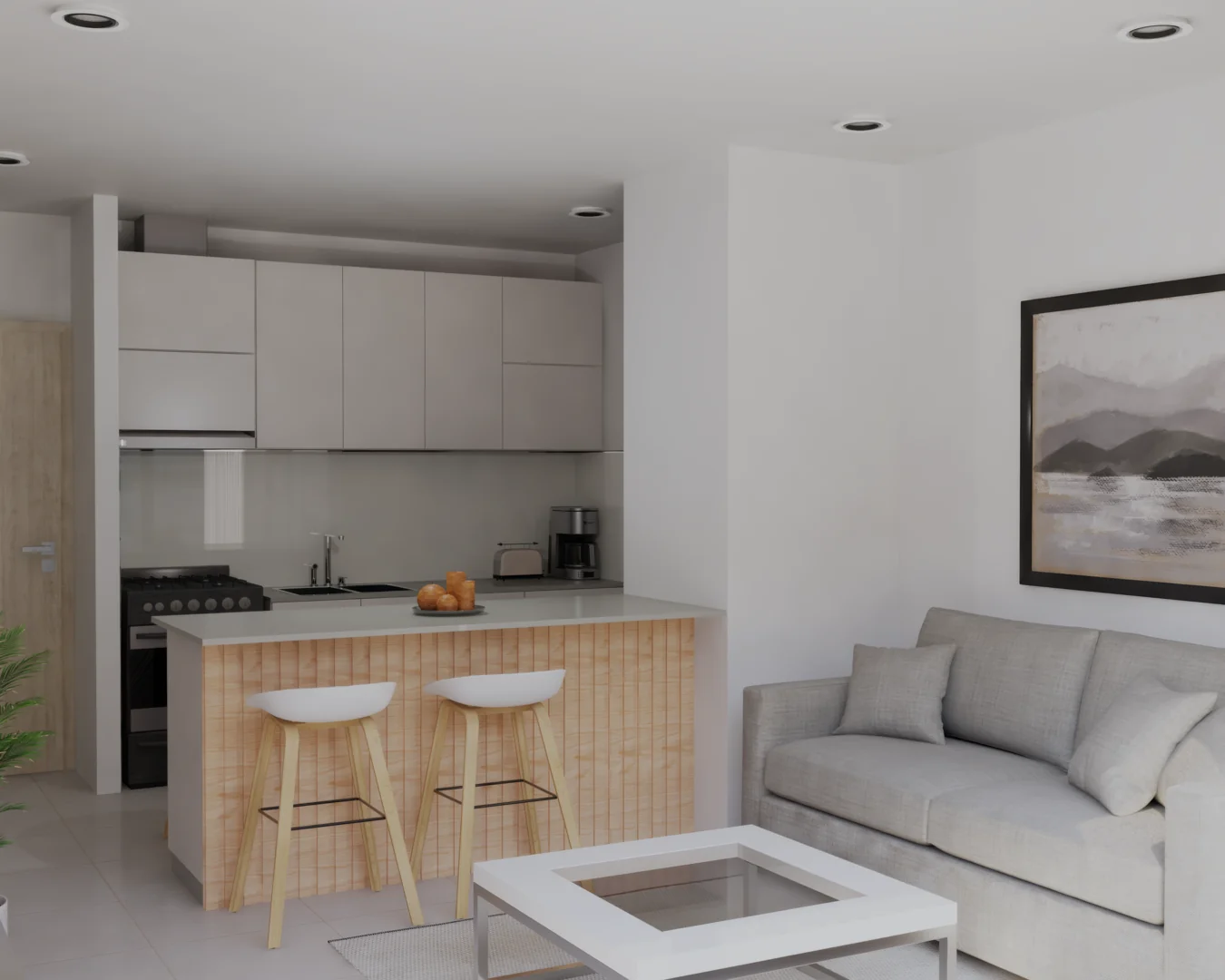 Renders depto 1 dormitorio