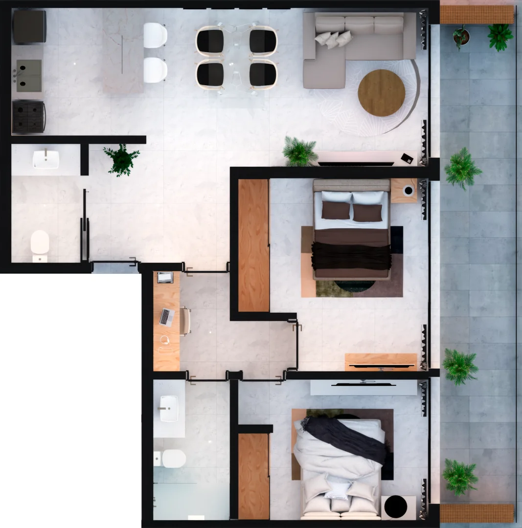 Renders 2 Dormitorios